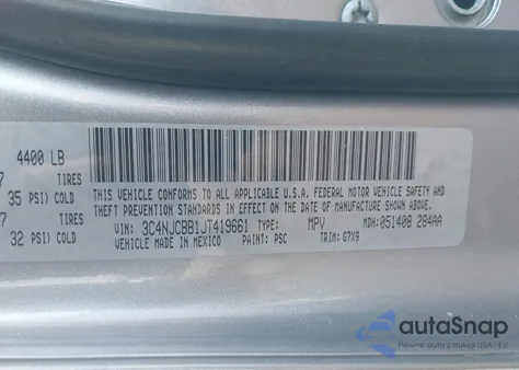 2018 Jeep Compass Latitude Fwd z USA, uszkodzony, nr VIN 3C4NJCBB1JT419661